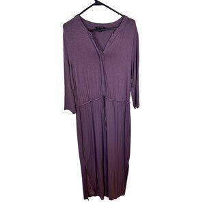 H by Halston Dusty Mauve Button Front Long Sleeve Maxi Dress Size 14
